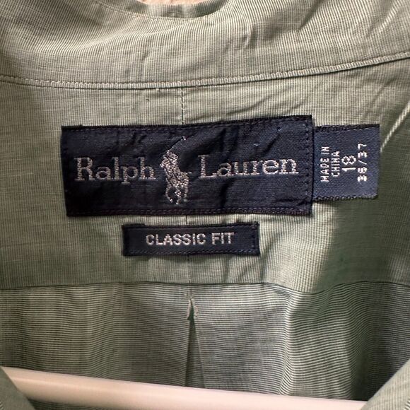 Ralph Lauren Men's Classic Mint Green Button Front Dress Shirt Size 18-36/37 - Picture 5 of 6